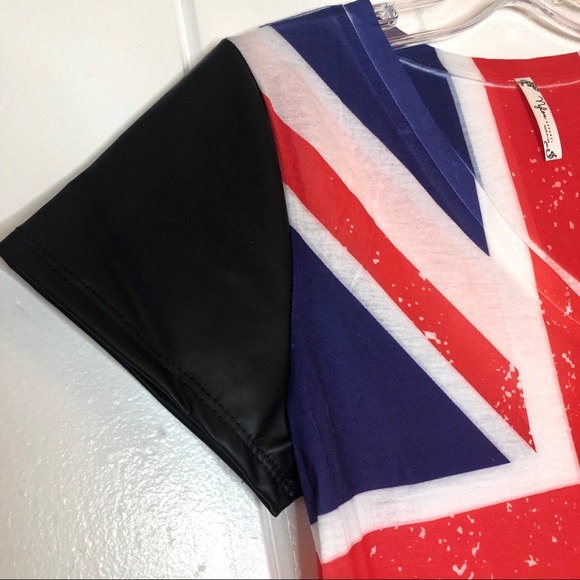 Nylon Apparel Union Jack Faux leather sleeves tee - Picture 4 of 5